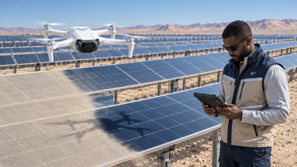 Solar Panel Drone Cleaning
